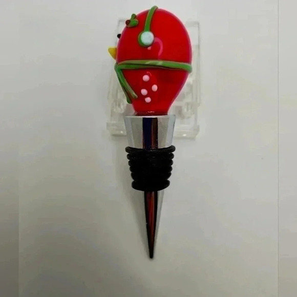 BOTTLE STOPPER With Ceramic Winter ⛄ Snow Bird Top - Picture 2 of 5